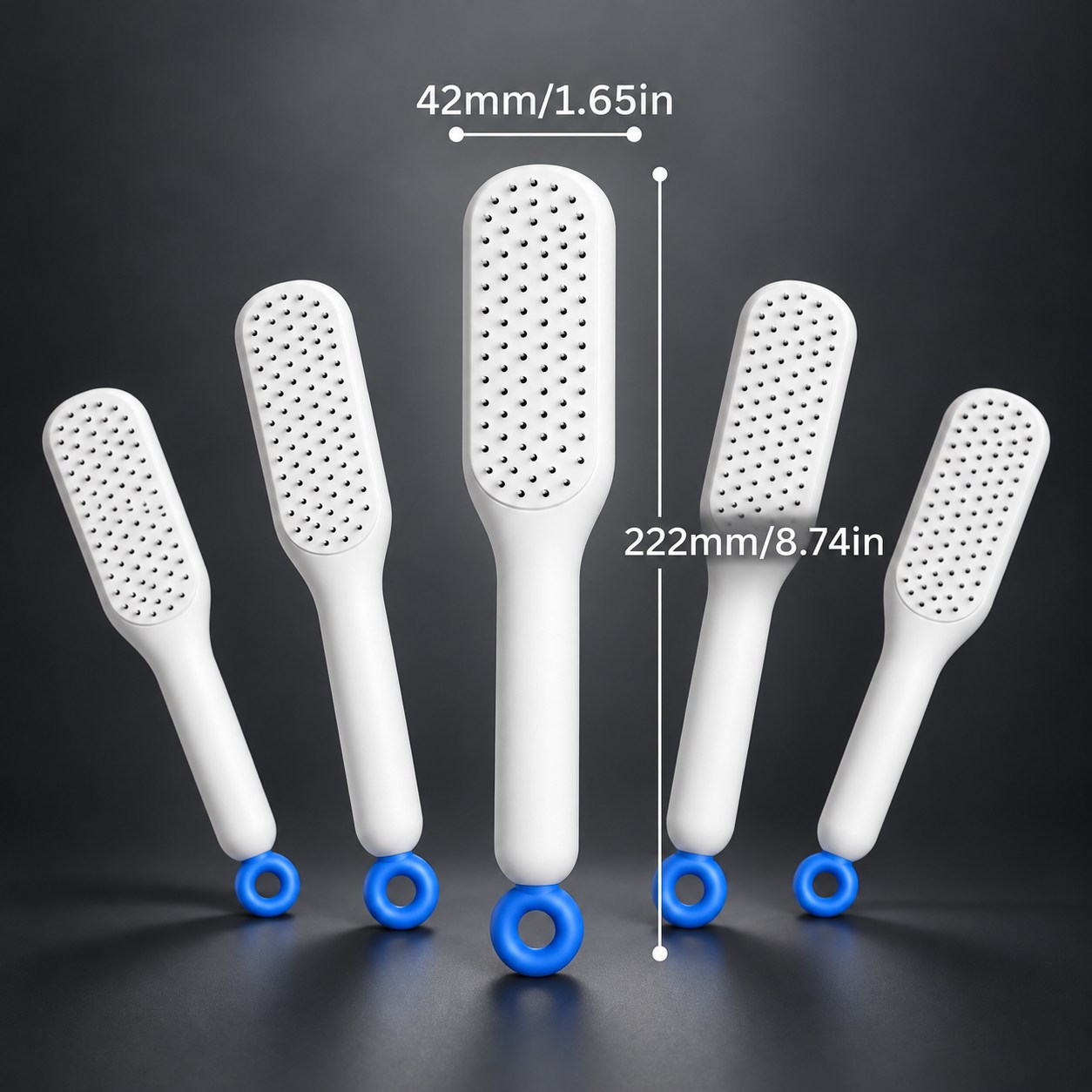 Medidas da Escova Mágica Retrátil Premium: 222 mm por 42 mm